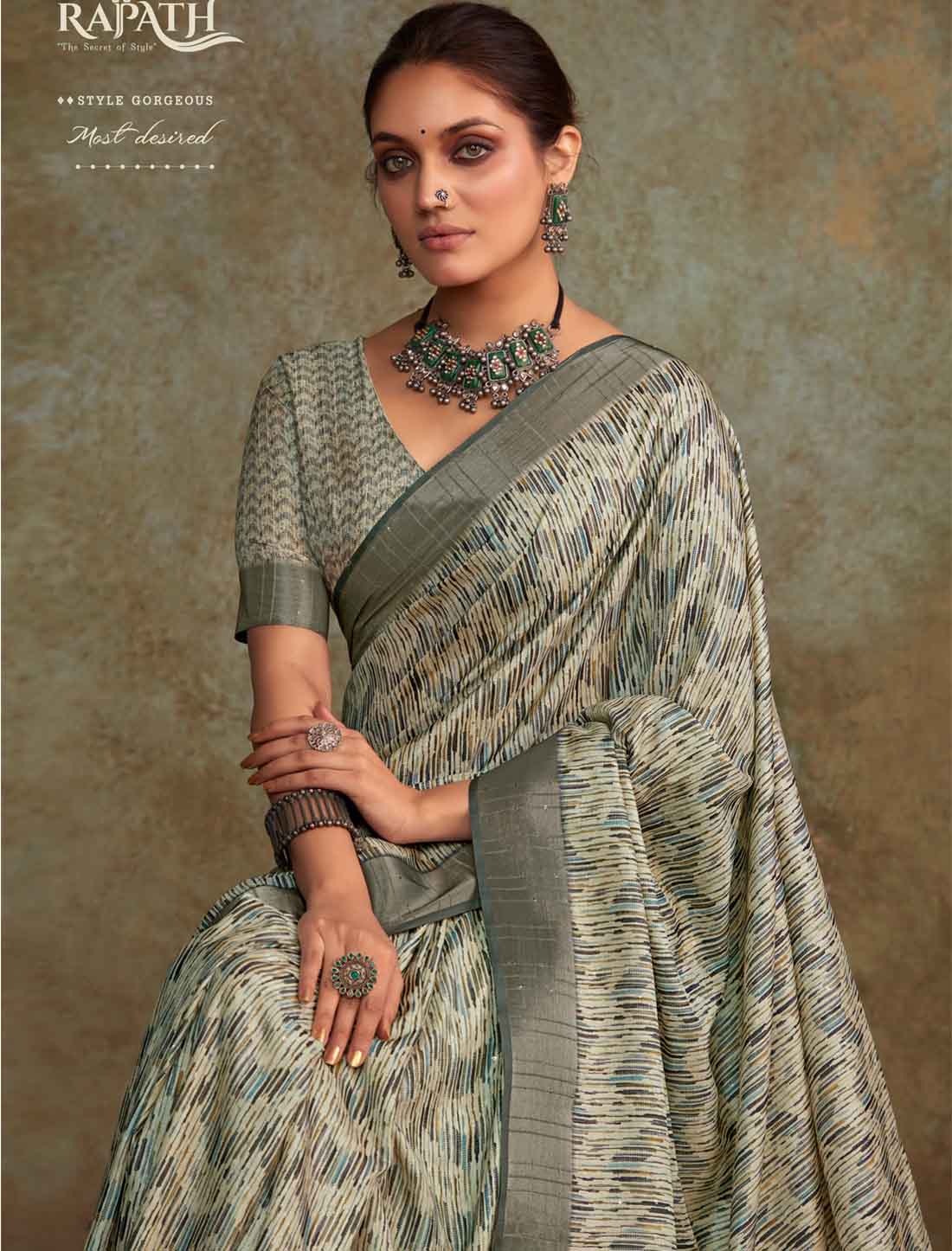 Handloom Silk Witn Designer Weaving Sequence Grey Work Saree