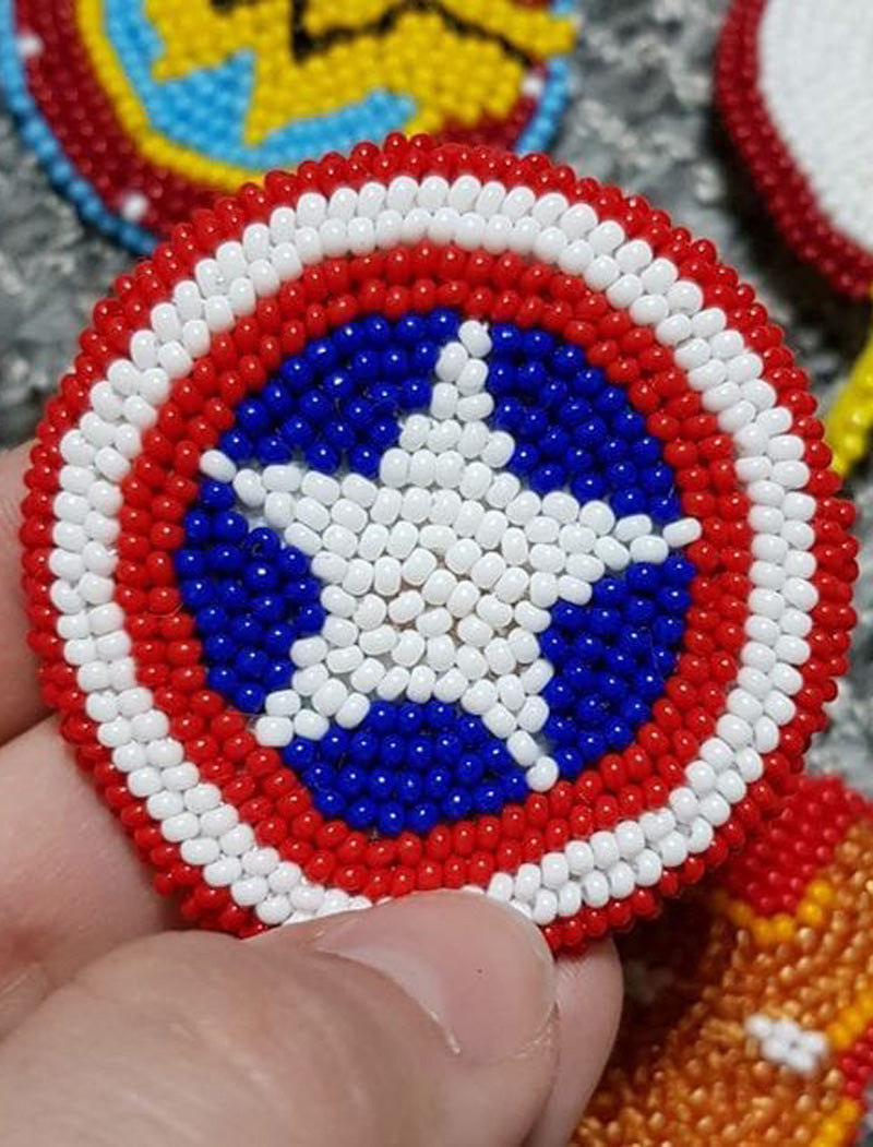 RJ Biirthy Captain America and Power Puff Washable Hand Beaded Patches and Brooches