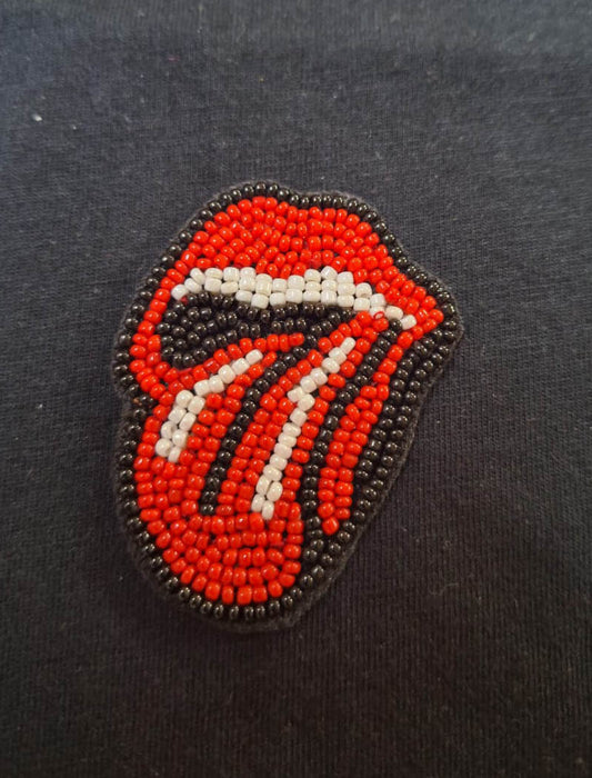 RJ Biirthy Red Tongue Washable Hand Beaded Patches and Brooches