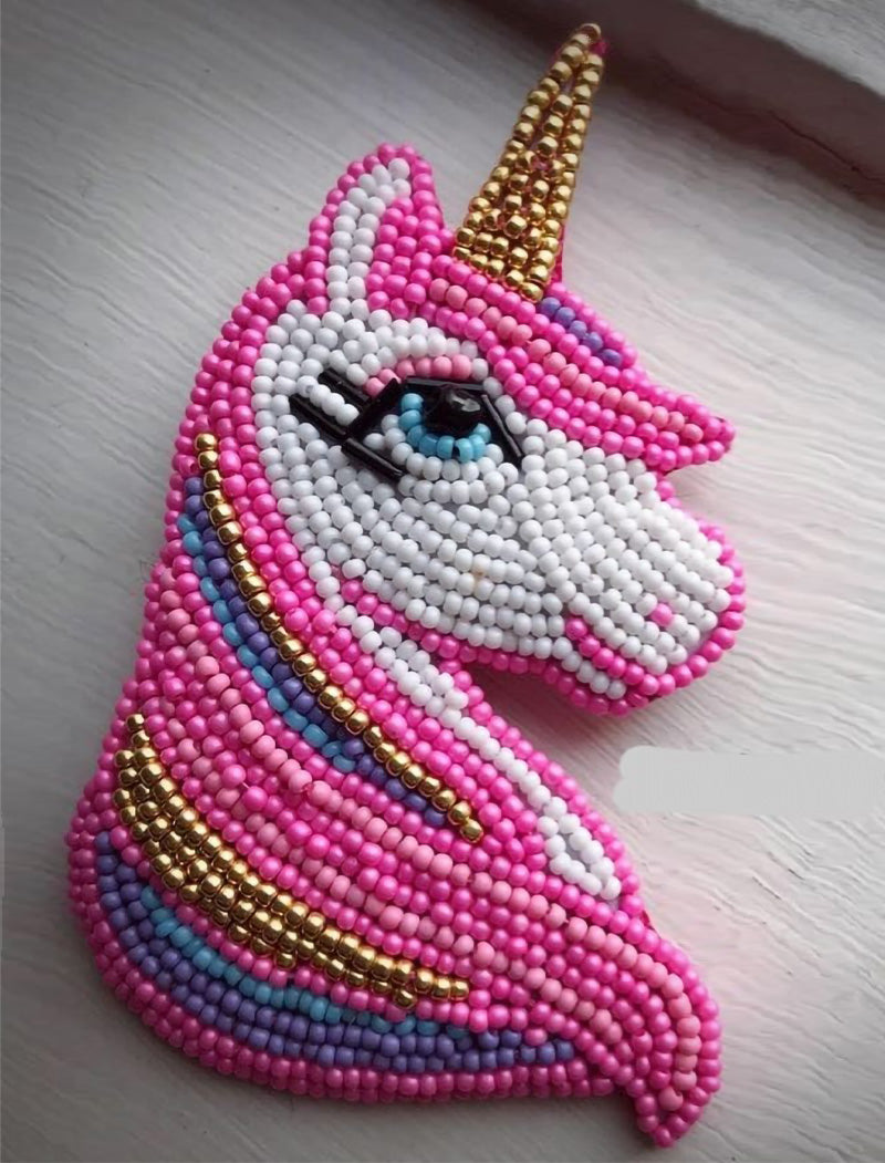 RJ Biirthy 1% Battery and Pink Unicorn Combo Hand Beaded Patches and Brooches