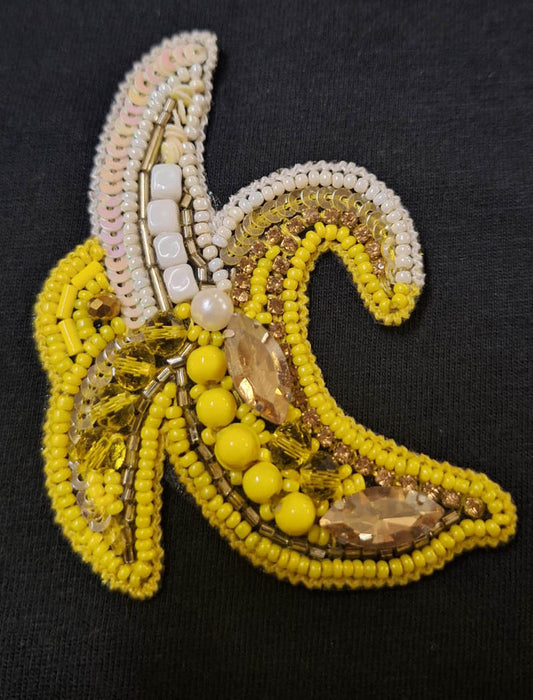 RJ Biirthy Banana Washable Hand Beaded Patches and Brooches