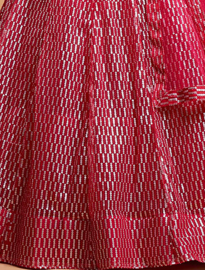 Hot Pink Soft Net Thread Multipal Sequins Embroidery Ethnic Lehenga Choli