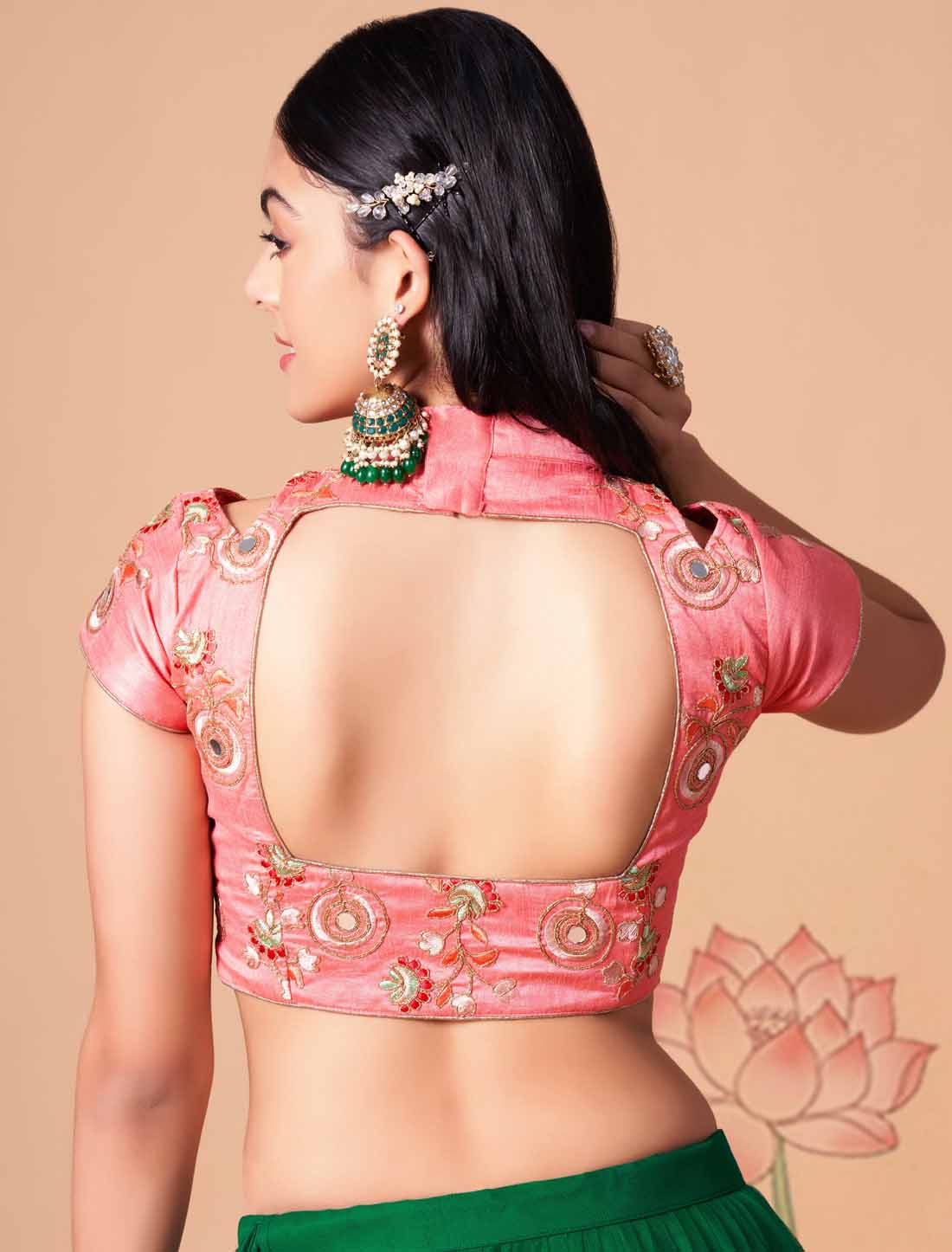 Green Soft Net With Art Silk Thread Zari Embroidery Mirror Lehenga Choli