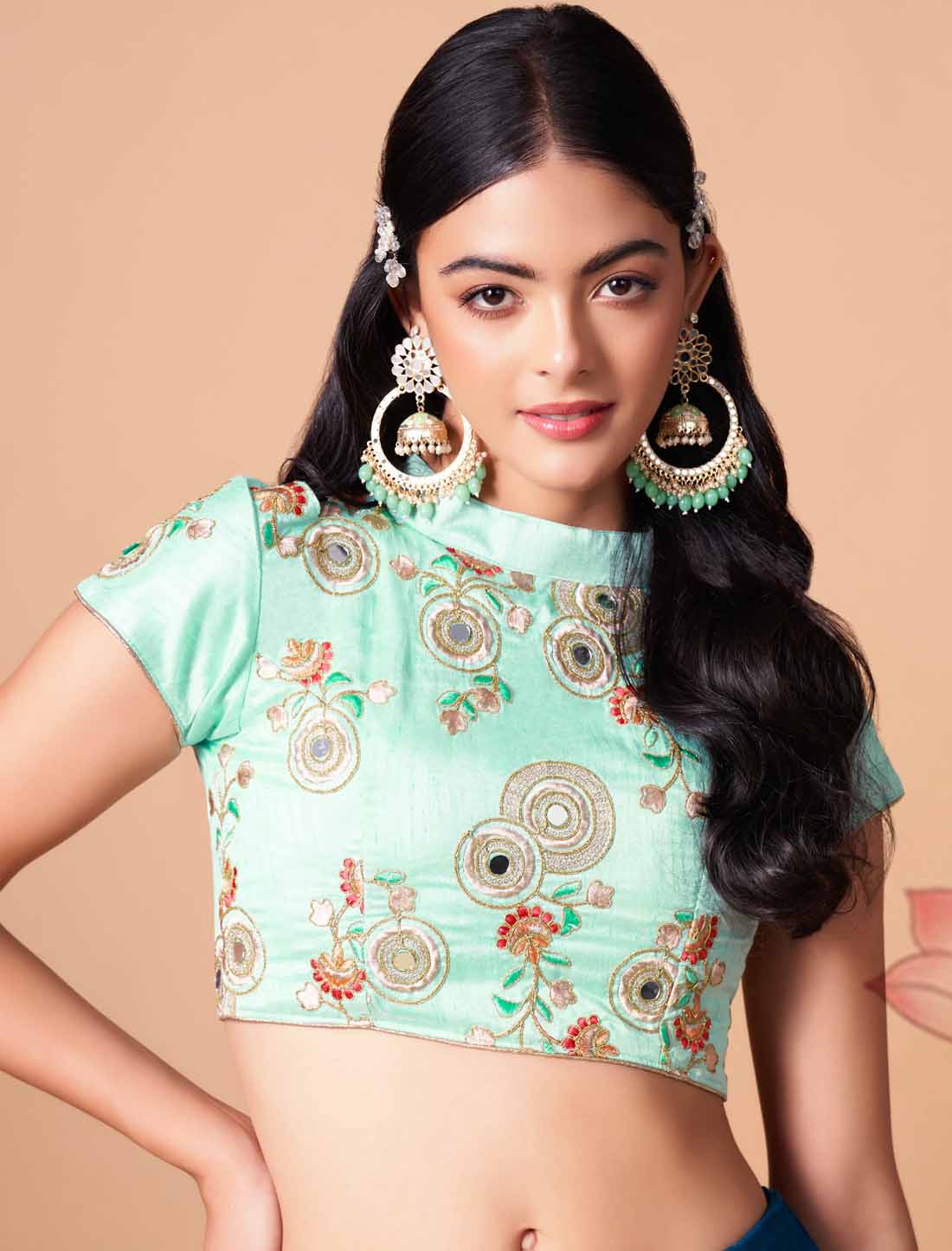 Dove Blue Soft Net With Art Silk Thread Zari Embroidery Mirror Lehenga Choli