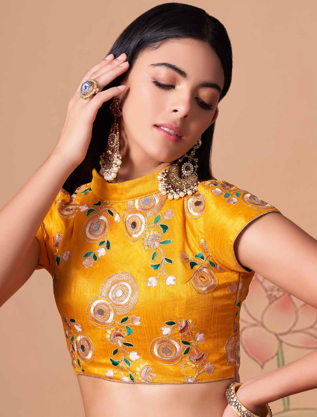 Rani Soft Net With Art Silk Thread Zari Embroidery Ethnic Mirror Lehenga Choli