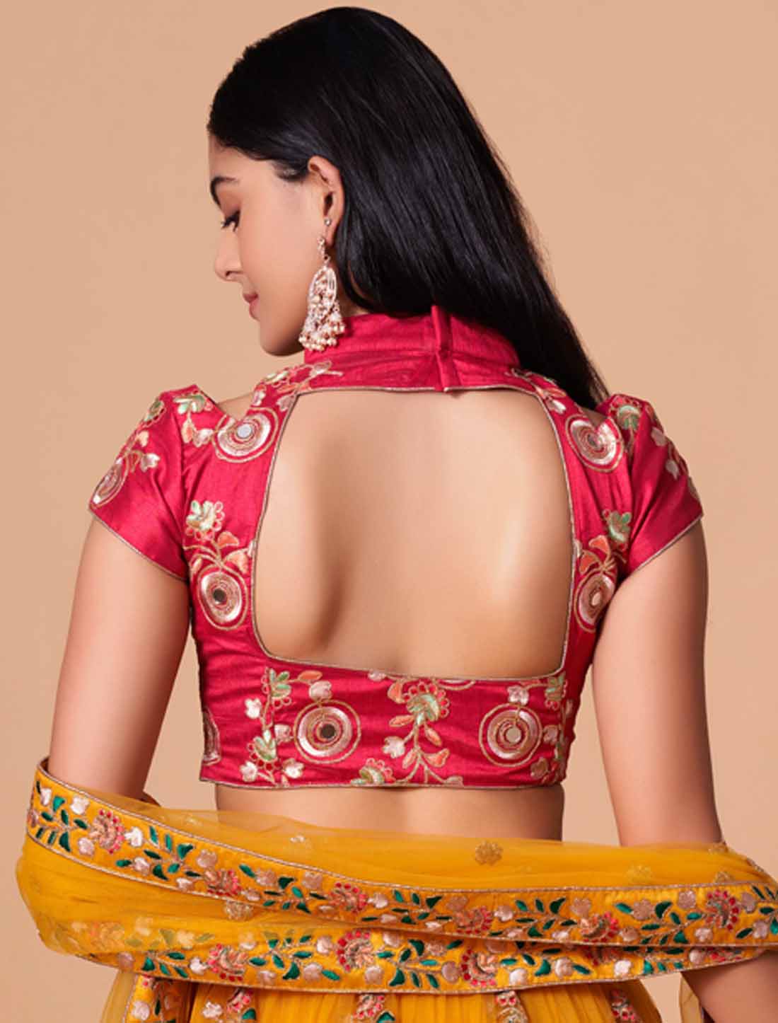 Yellow Soft Net With Art Silk Thread Zari Embroidery Mirror Lehenga Choli