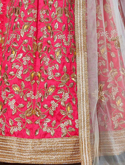 Ethnic Yellow & Pink Mulberry Thread Sequins Designer Embroidery Lehenga Choli