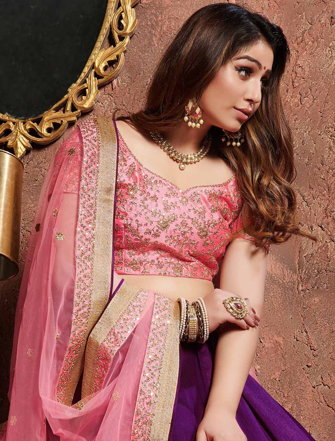 Purple Designer Silk Zari Sequins Dori Embroidery Ethnic Lehenga Choli