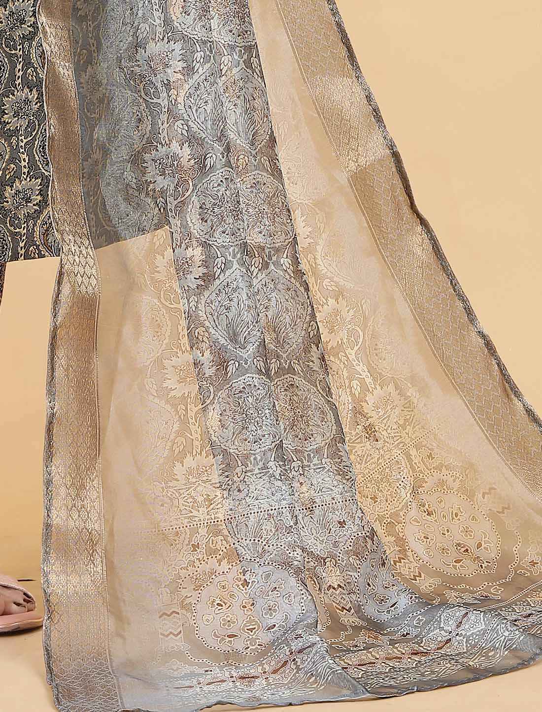 Ethnic Grey Premium Rayon Export Quality Hand Work Kurta Sets