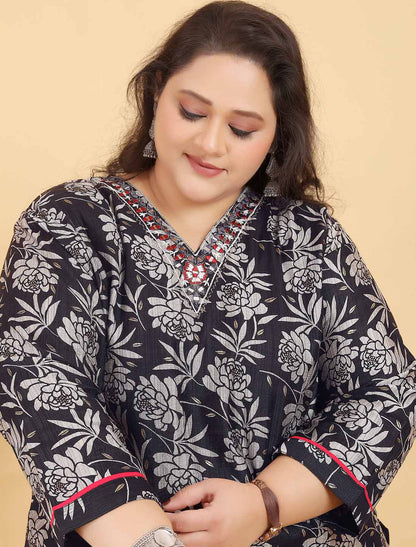 Ethnic Dark Grey Premium Rayon Export Quality Hand Work Kurta Sets