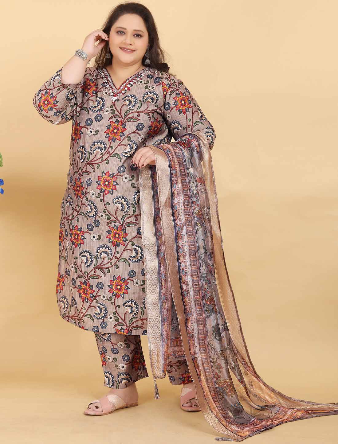Ethnic Multi Color Premium Lichi Viscose Export Quality Hand Work Kurta Sets