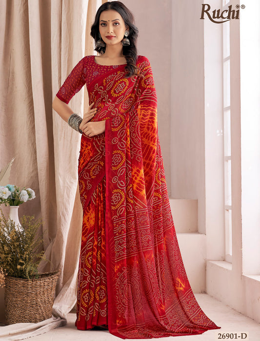 Maroon Classic Star Chiffon With Printed Ruchi Sarees