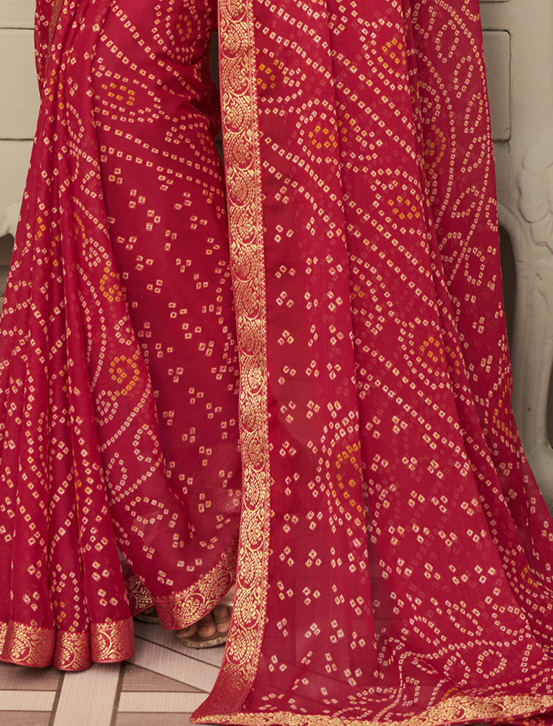 Maroon Simayaa Chiffon With Tassels and Banarasi Border Ruchi Printed Sarees