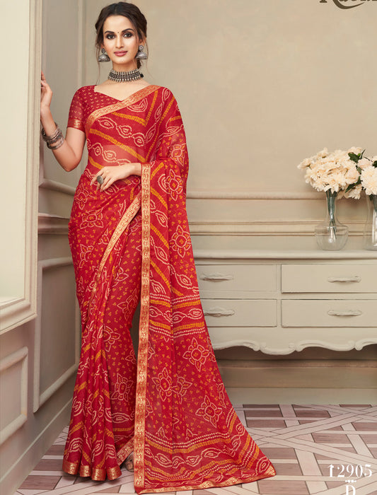 Maroon Simayaa Luxurious Chiffon With Tassels and Banarasi Border Ruchi Printed Sarees