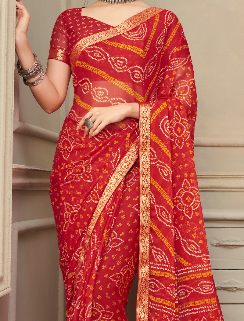 Maroon Simayaa Luxurious Chiffon With Tassels and Banarasi Border Ruchi Printed Sarees