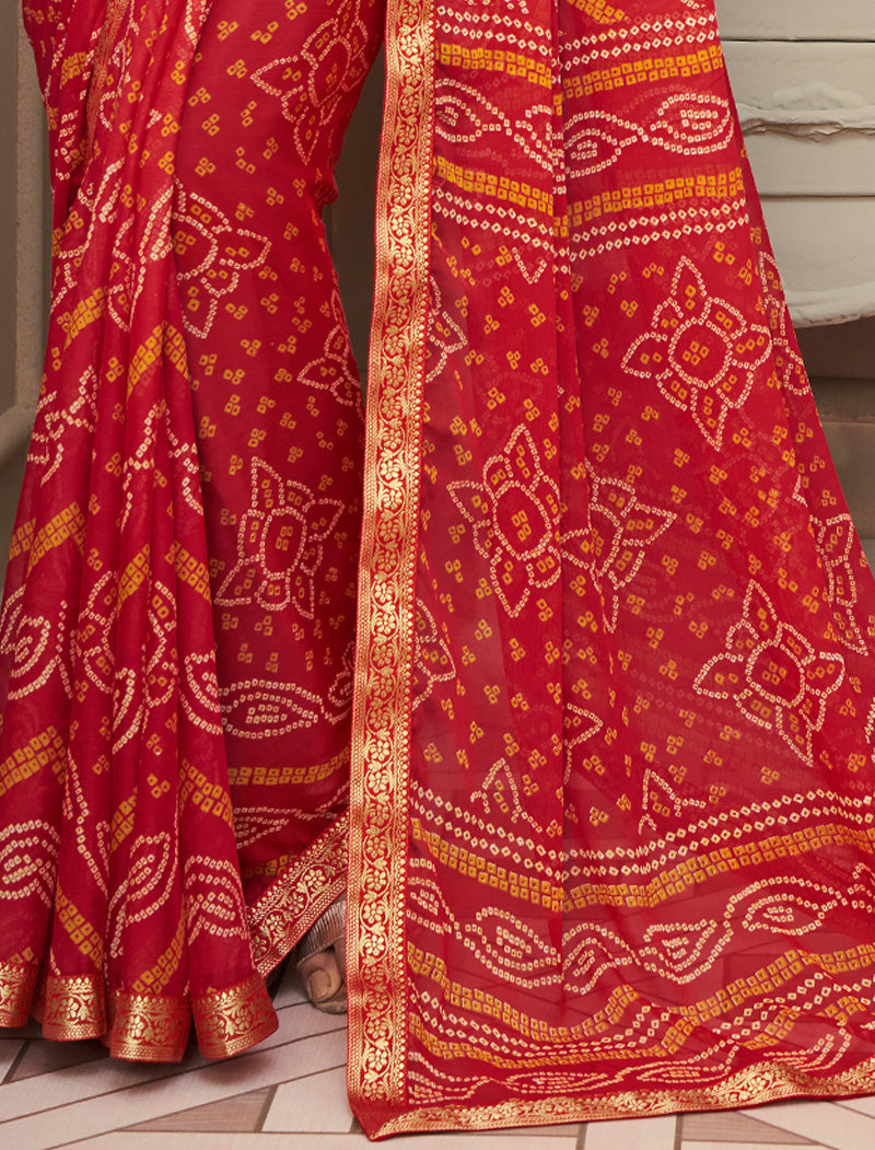 Maroon Simayaa Luxurious Chiffon With Tassels and Banarasi Border Ruchi Printed Sarees