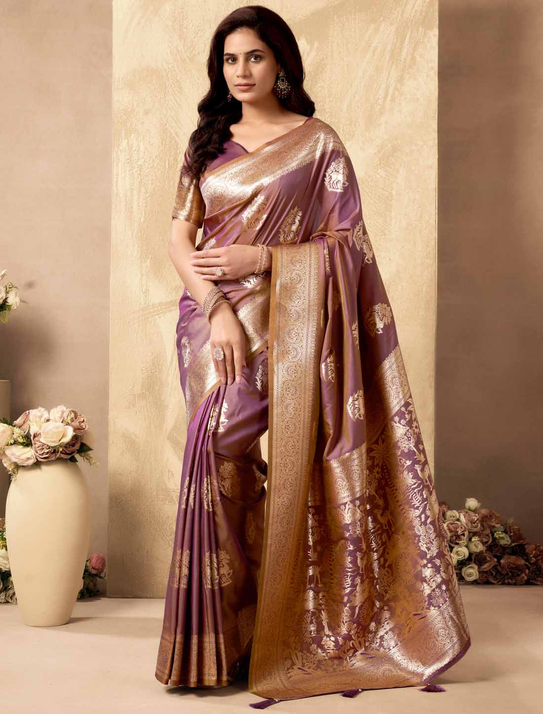 Pink Ethnic Silk Rich Pallu With Zhallar Designer Saree