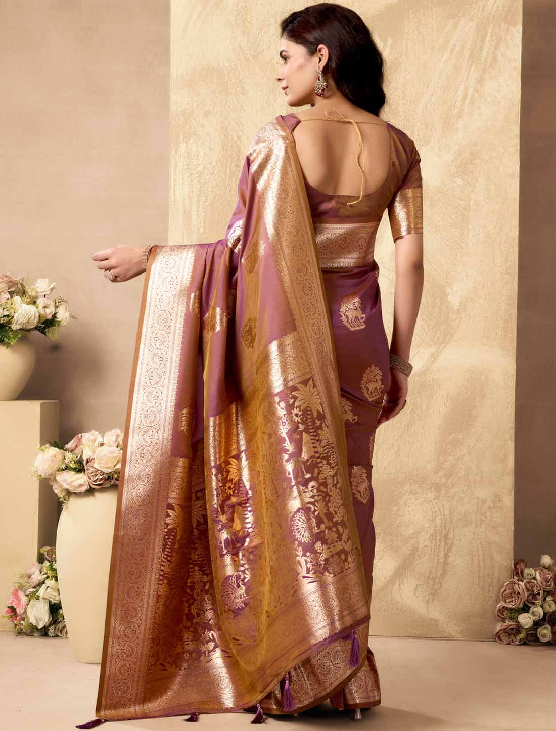 Pink Ethnic Silk Rich Pallu With Zhallar Designer Saree