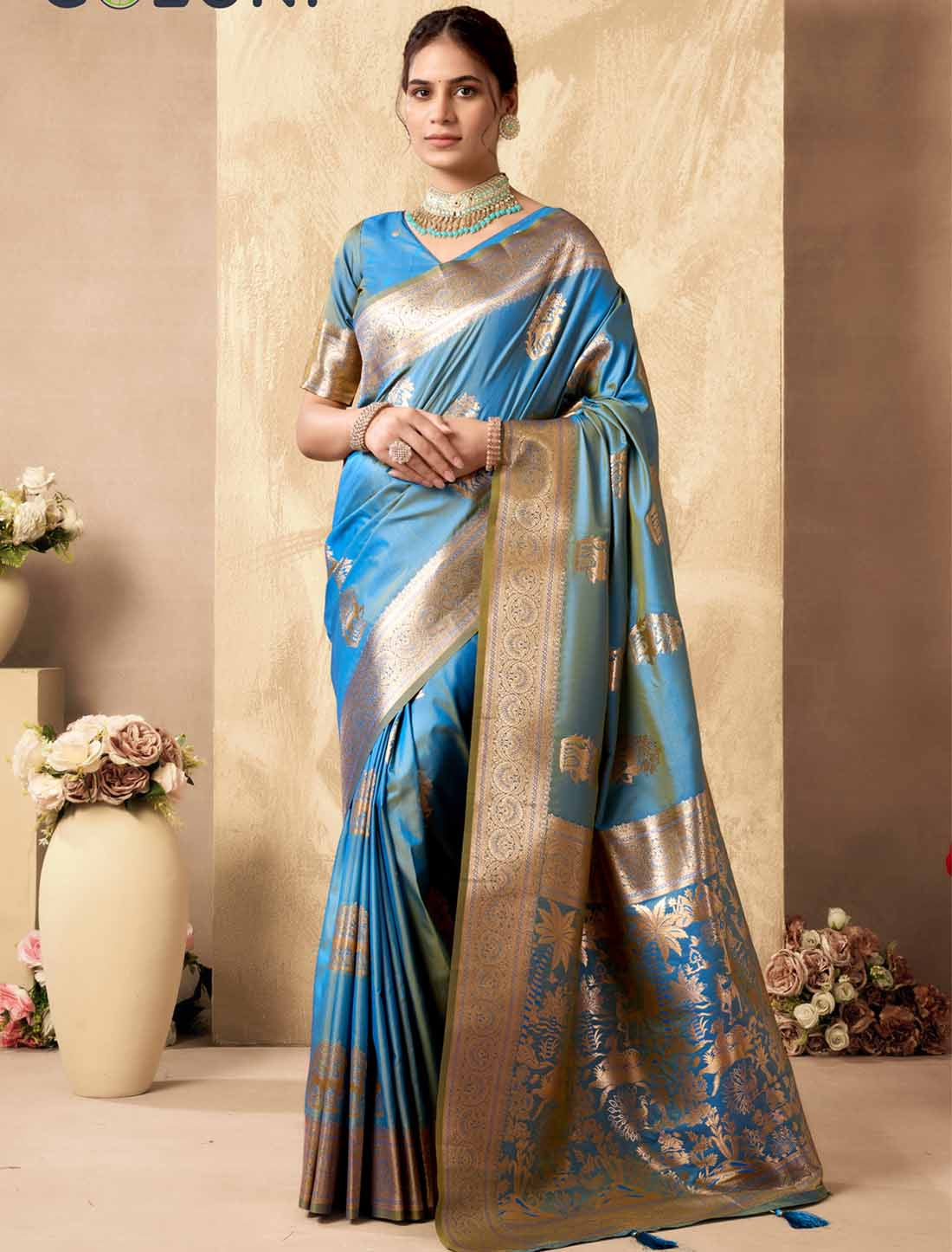 Blue Ethnic Silk Rich Pallu With Zhallar Ethnic Designer Saree
