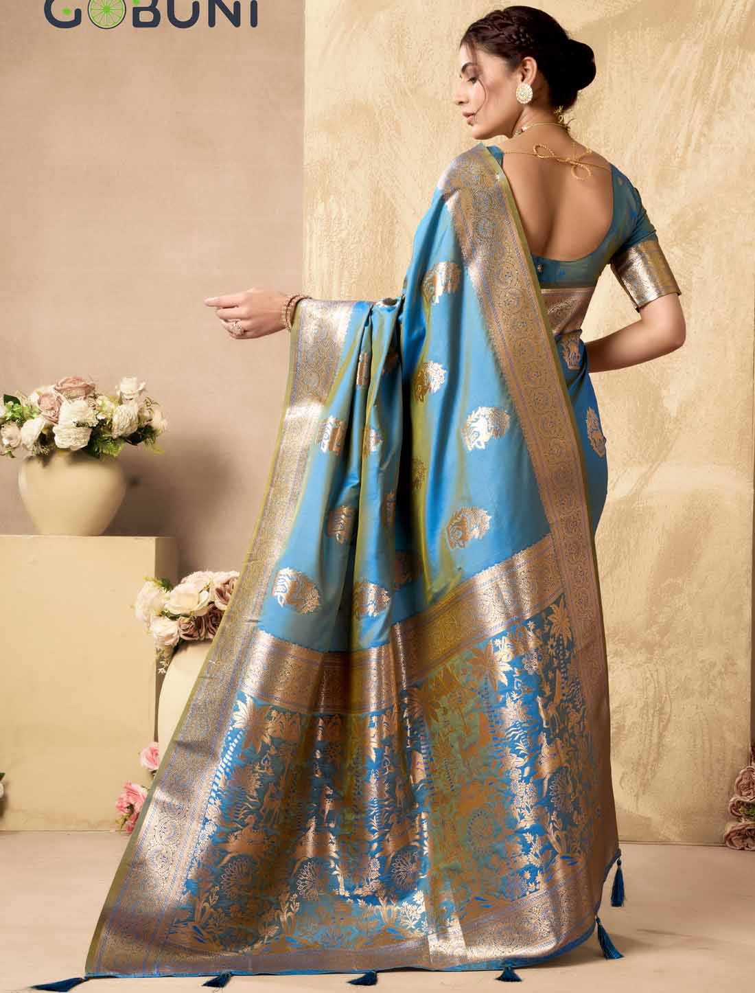 Blue Ethnic Silk Rich Pallu With Zhallar Ethnic Designer Saree