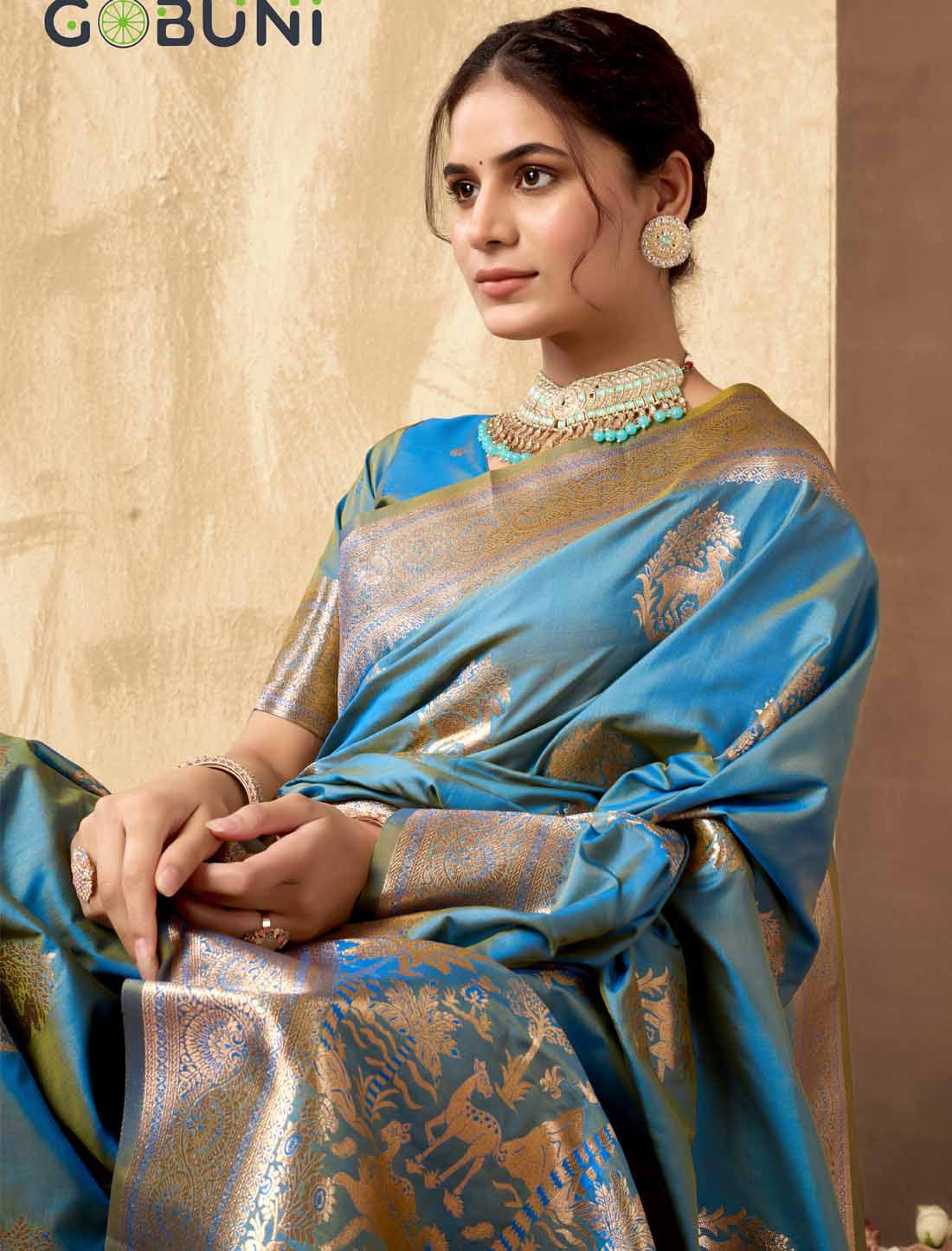 Blue Ethnic Silk Rich Pallu With Zhallar Ethnic Designer Saree