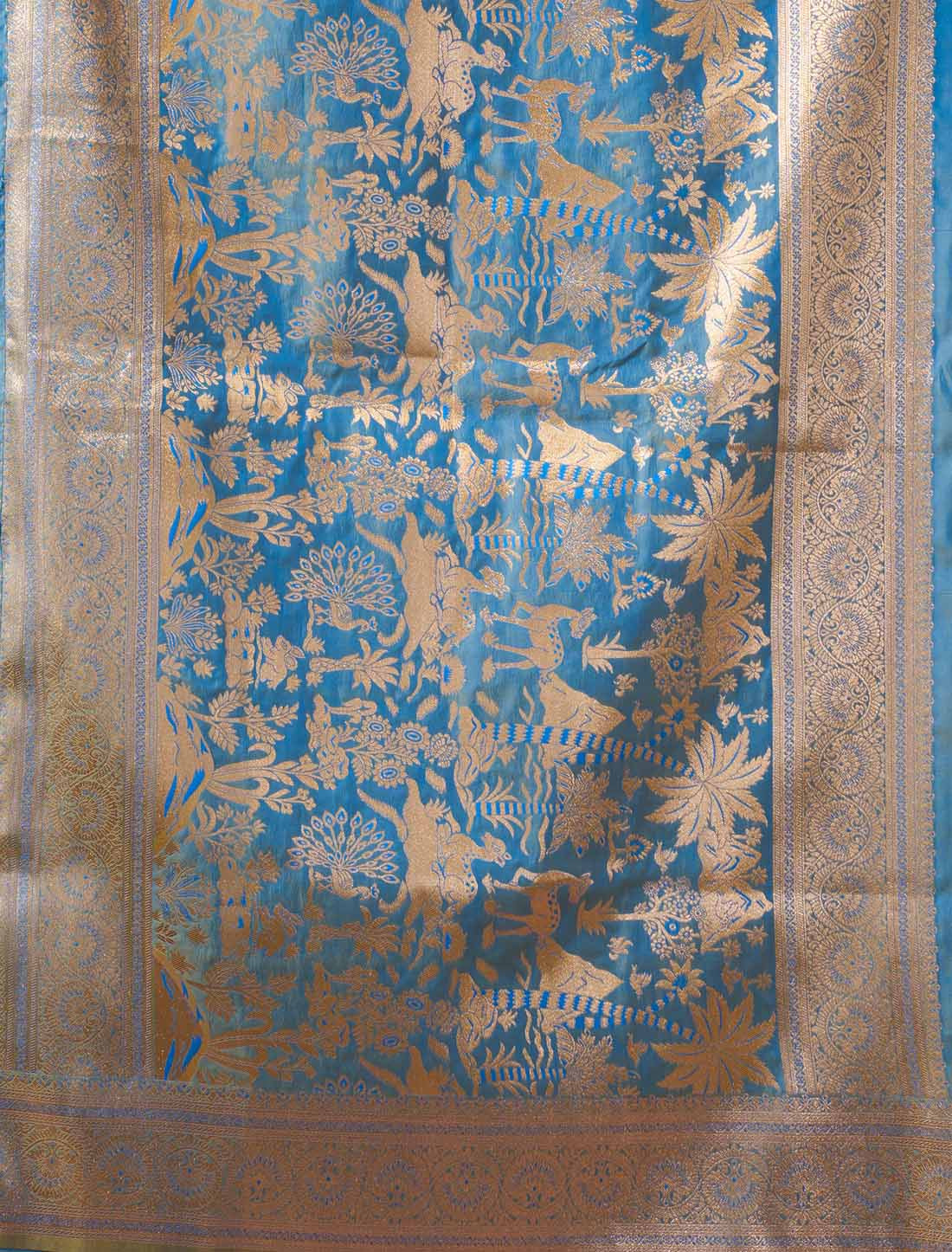 Blue Ethnic Silk Rich Pallu With Zhallar Ethnic Designer Saree