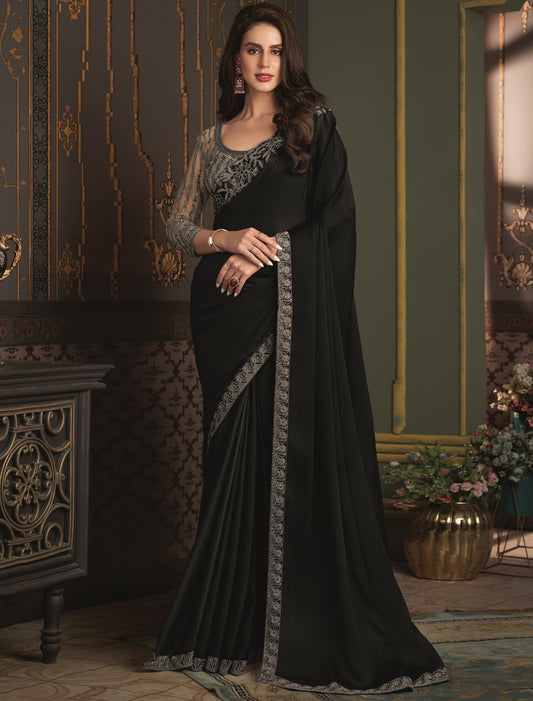 Luxurious Banglori Silk Blouse With Satin Chiffon Silk Party Wear Saree