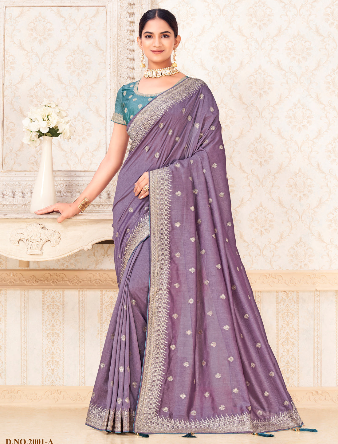 Valerian Ethnic Vichitra Silk Saree for Women