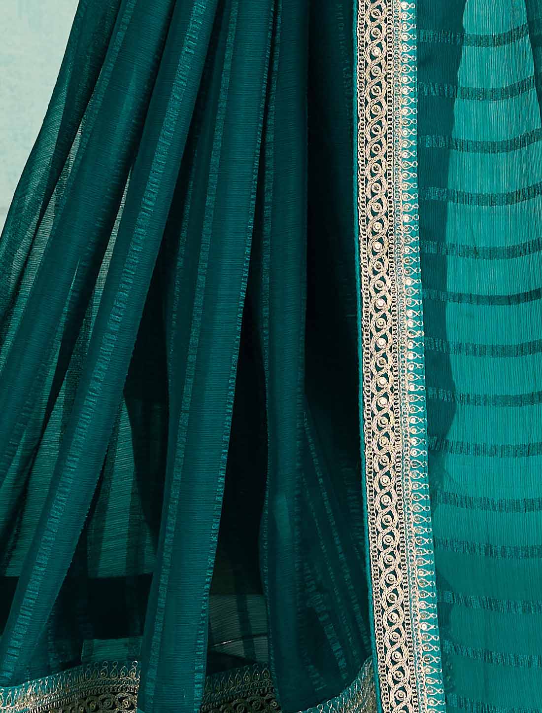 Blue Ethnic Chiffon With Banglori Silk Blouse Zari Sequence Saree