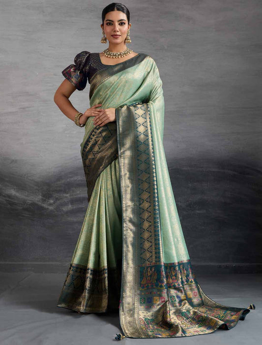 Hand Dyed Soft Kanjivaram Silk Designer Zari Woven Pattu Meenakari Saree