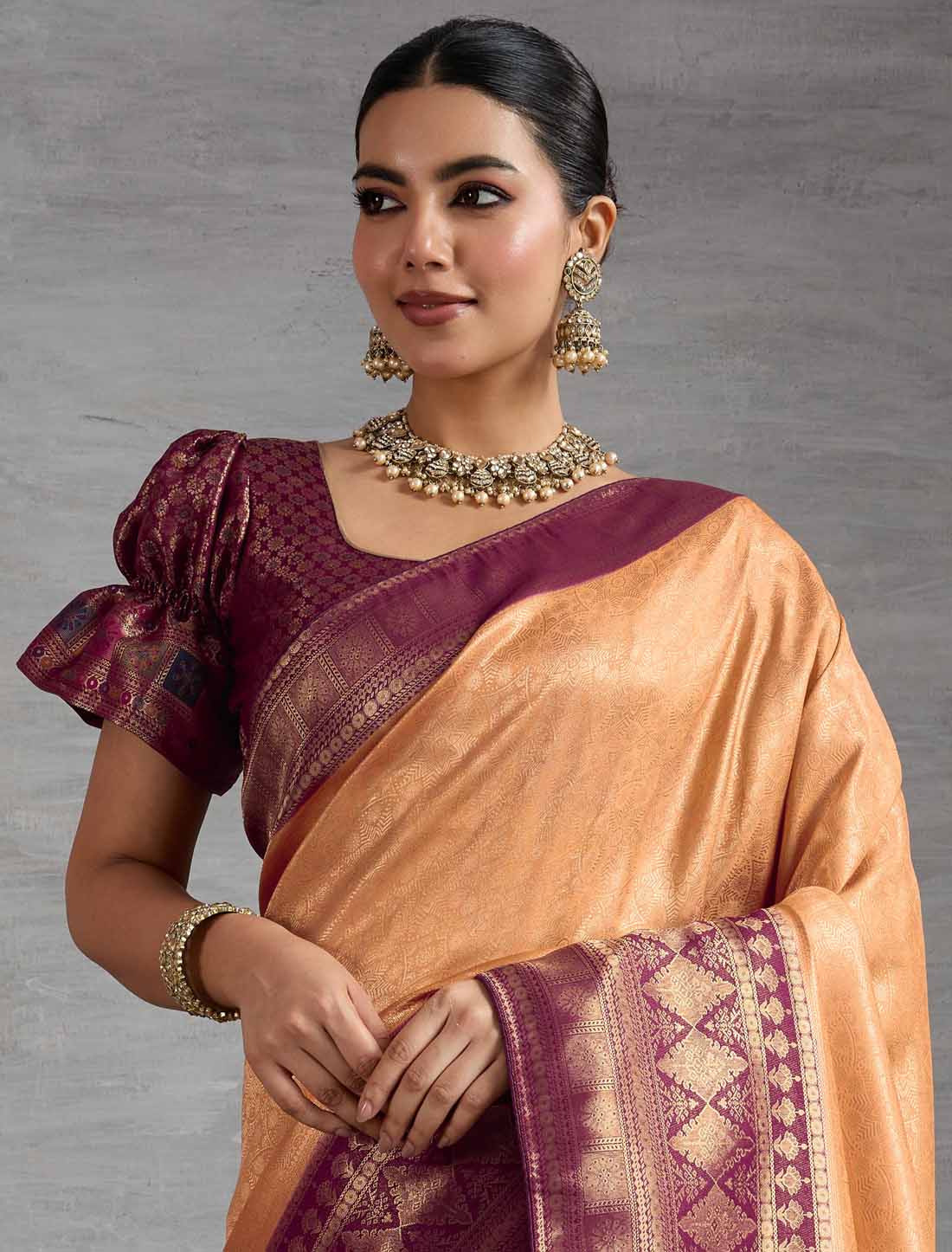 Ethnic Hand Dyed Soft Kanjivaram Silk Zari Woven Pattu Meenakari Saree