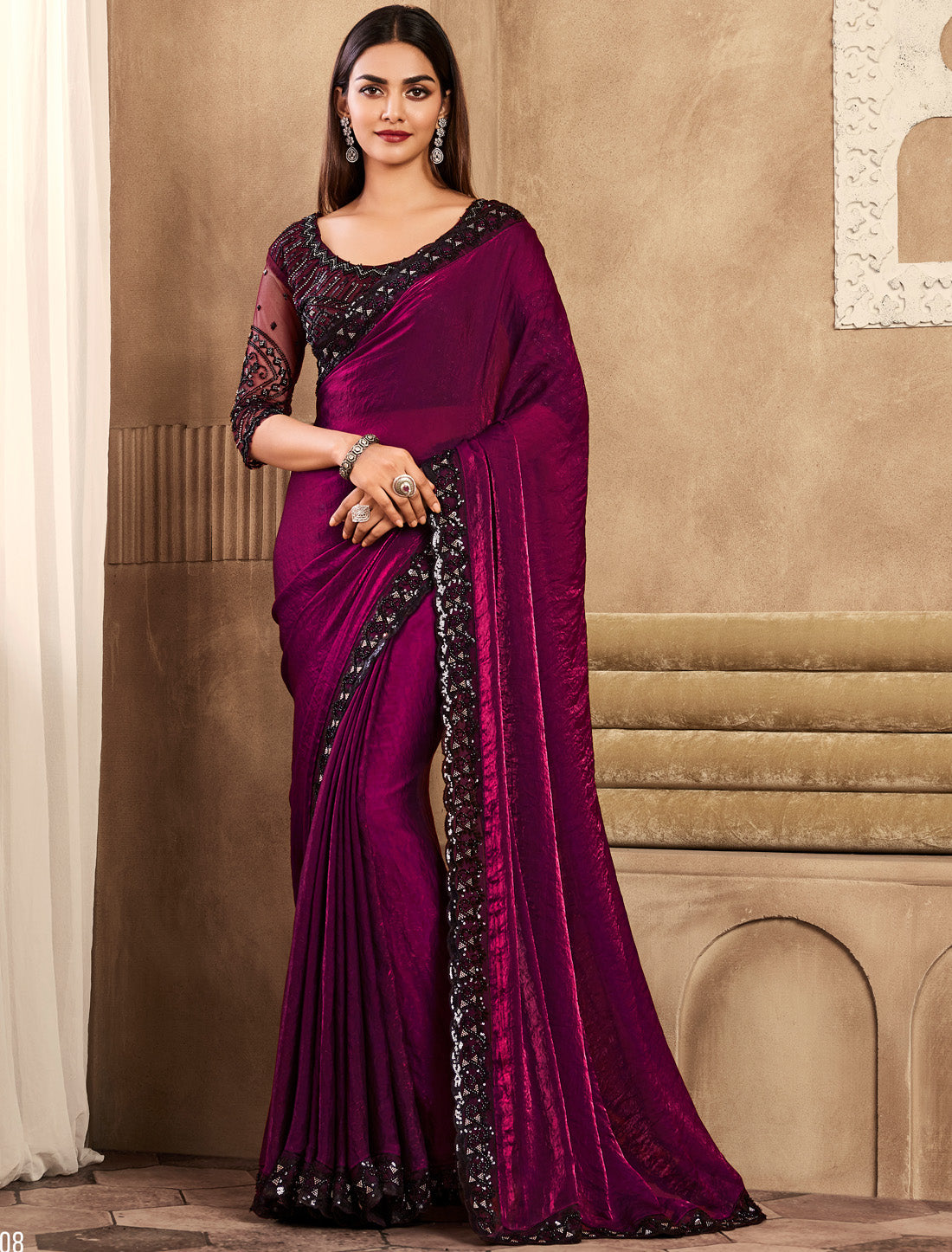 Discover Our Cherry Silk Designer Saree Ethnic & Party Wear