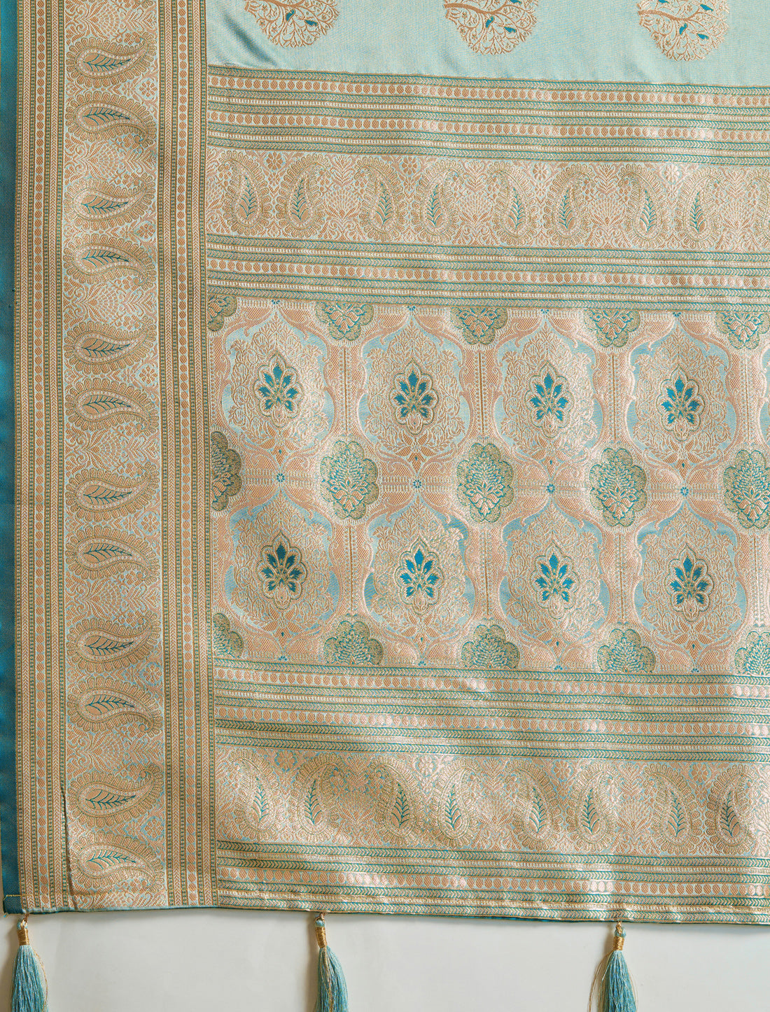 Skydome Banarasi Zari Woven Meenakari Jhallar Satin Silk Saree