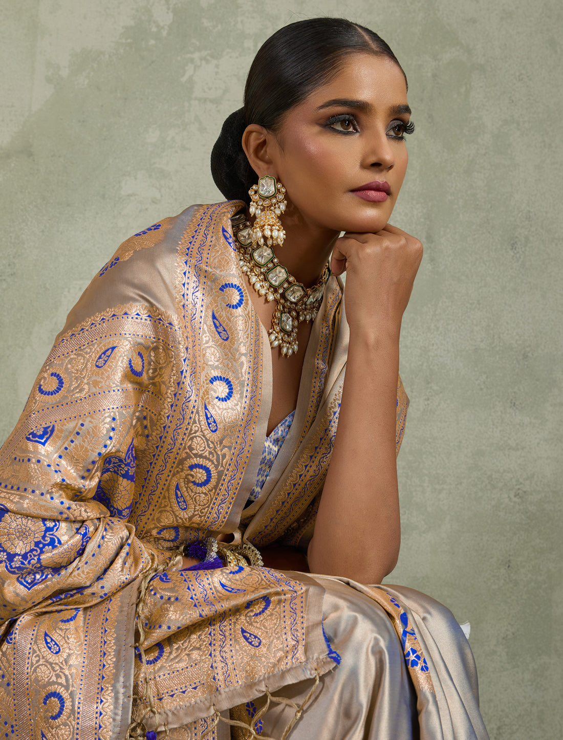 Brown Satin Silk Saree Banarasi Zari Woven Rich Pallu