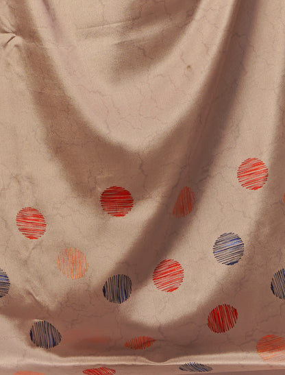 Dusty Rose Malai Silk Crepe Digital Print Saree