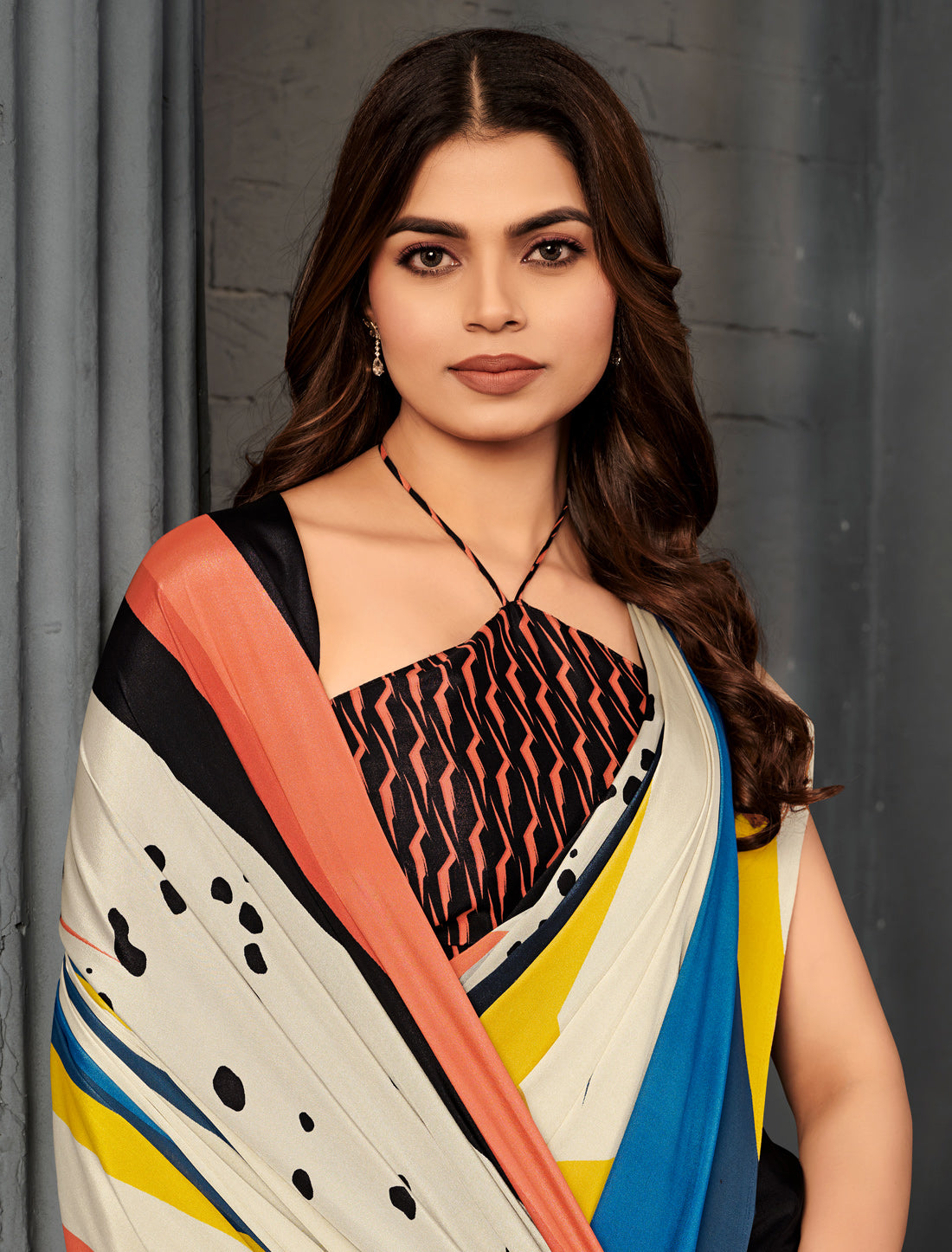 Cream Malai Silk Crepe Digital Print Saree