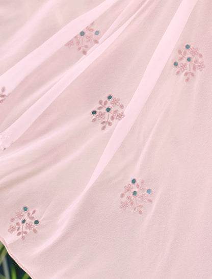 Enchanting Pinnk Georgette Embroidered Stitched Koti Style Palazzo Co-ords Set Style