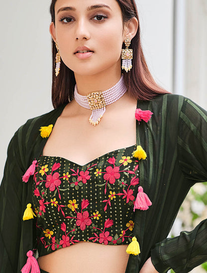 Ethereal Black Georgette Embroidered Stitched Koti Style Palazzo Co-ords Set Style
