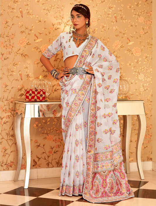 Discover the Beauty of Pure Pashmina Butta Silk Saree for Women