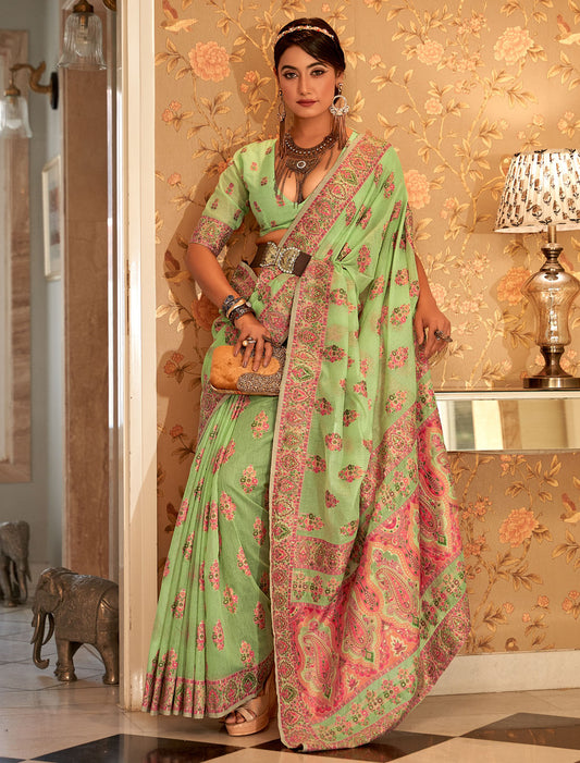 Exquisite Pashmina Butta Silk Saree | Designer Collection