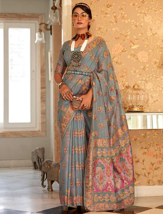 Elevate Your Wardrobe with Pure Pashmina Butta Silk Saree