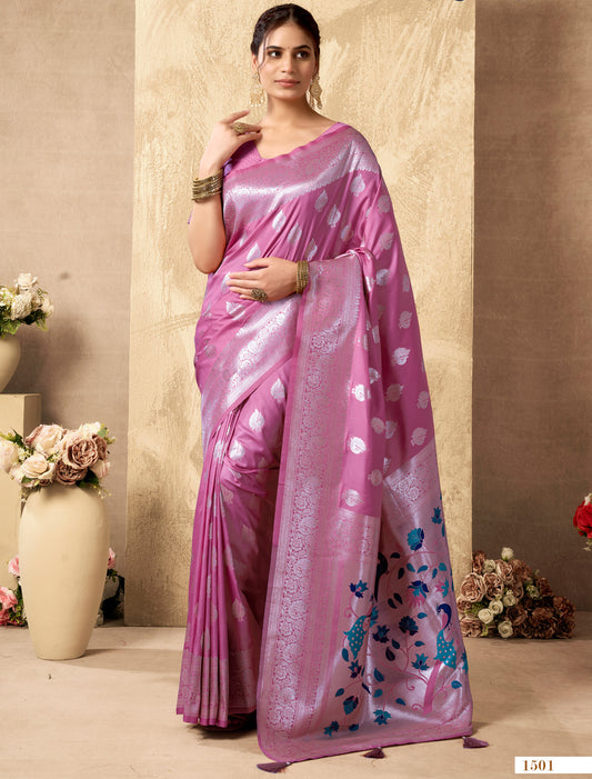 Ethnic Silk Rich Pallu With Zhallar Designer Un-Stitched Saree
