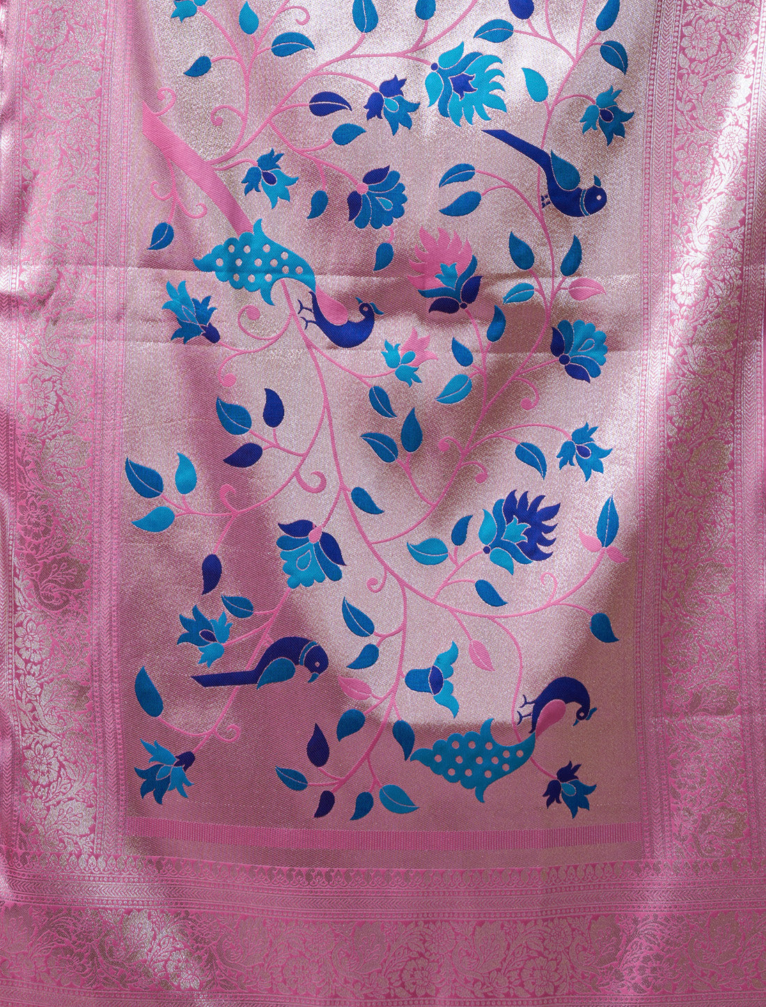 Ethnic Silk Rich Pallu With Zhallar Designer Un-Stitched Saree