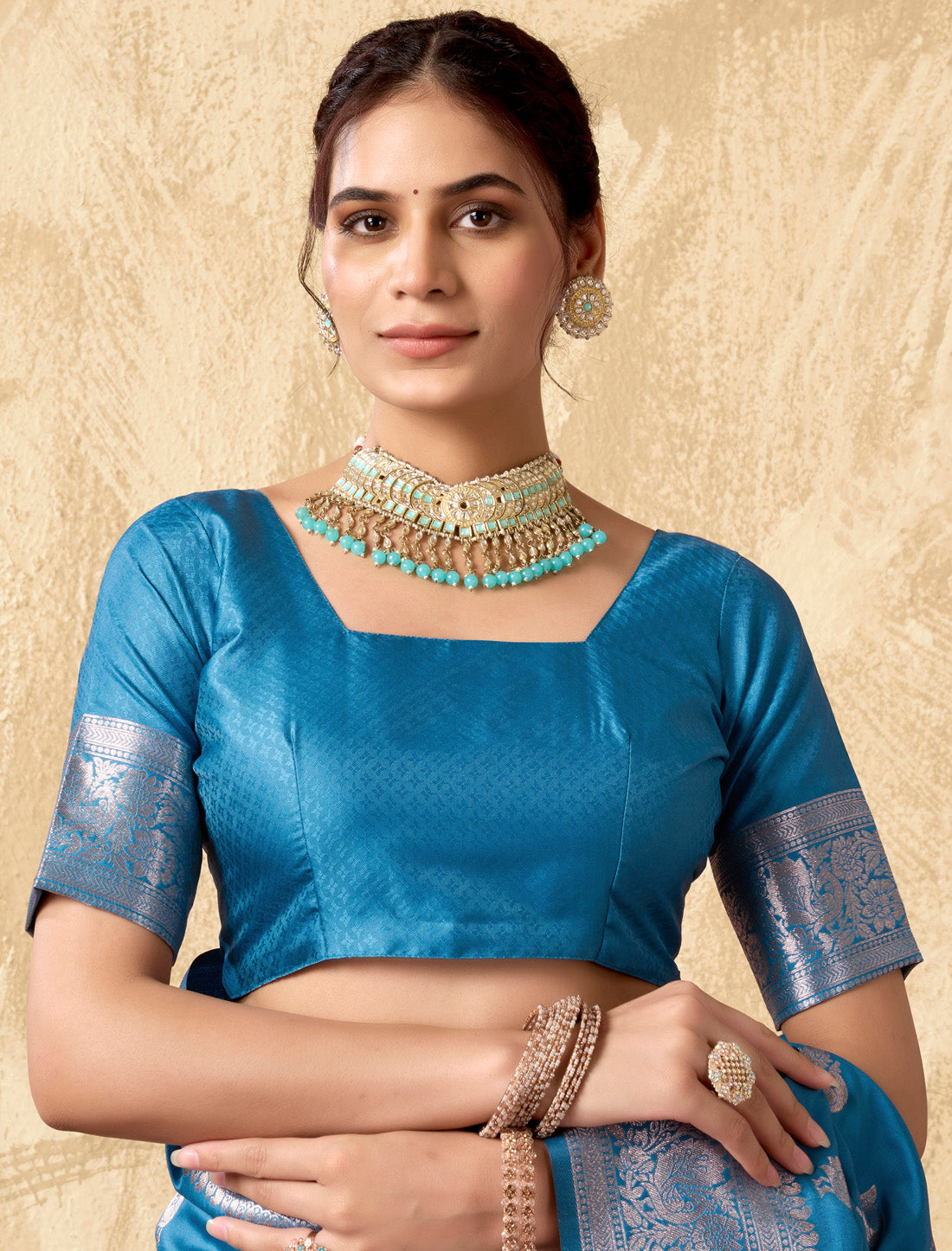 Designer Silk Rich Pallu With Zhallar Ethnic Un-Stitched Saree