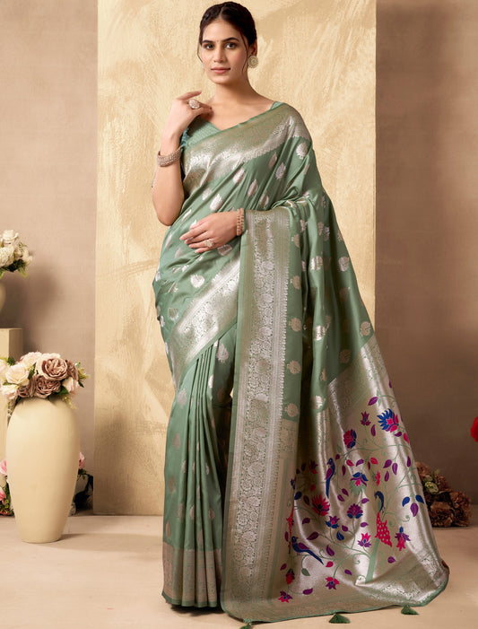 Un-Stitched Silk Rich Pallu With Zhallar Ethnic Designer Saree