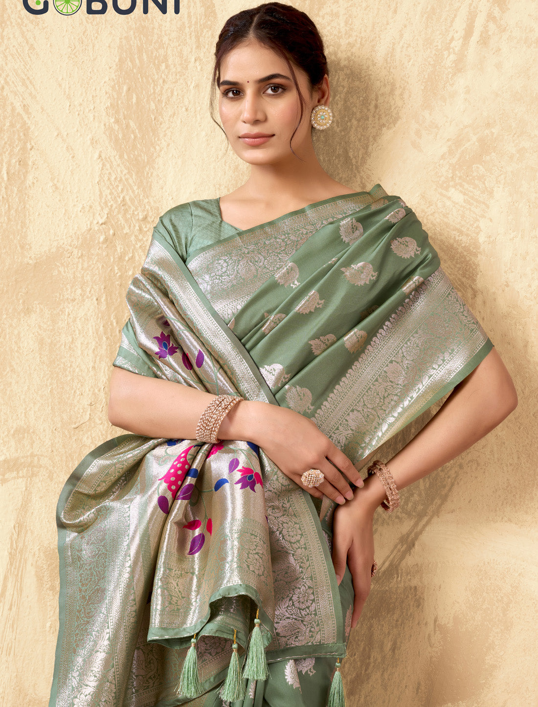 Un-Stitched Silk Rich Pallu With Zhallar Ethnic Designer Saree