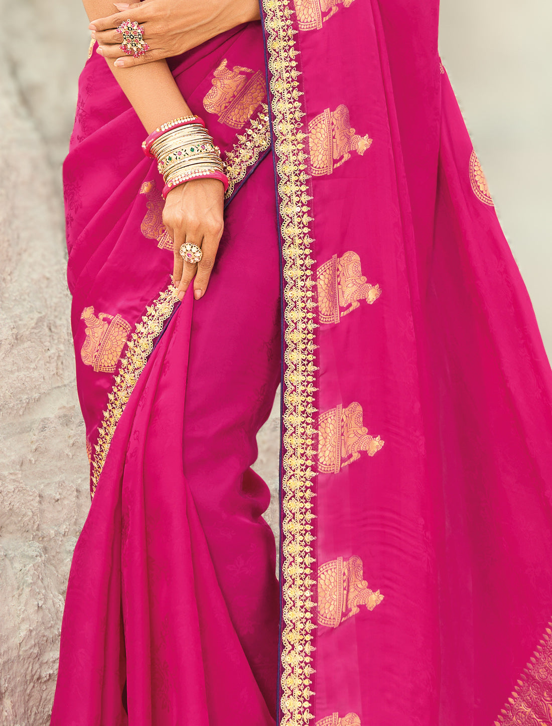 Rani Pure Orgenza Viscose Designer Party Wear Saree