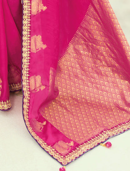 Rani Pure Orgenza Viscose Designer Party Wear Saree