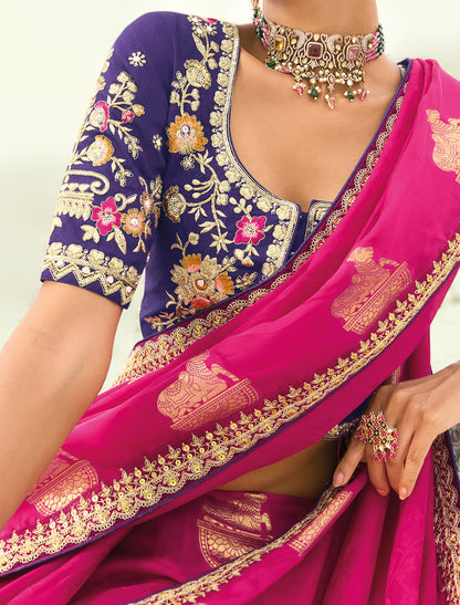 Rani Pure Orgenza Viscose Designer Party Wear Saree
