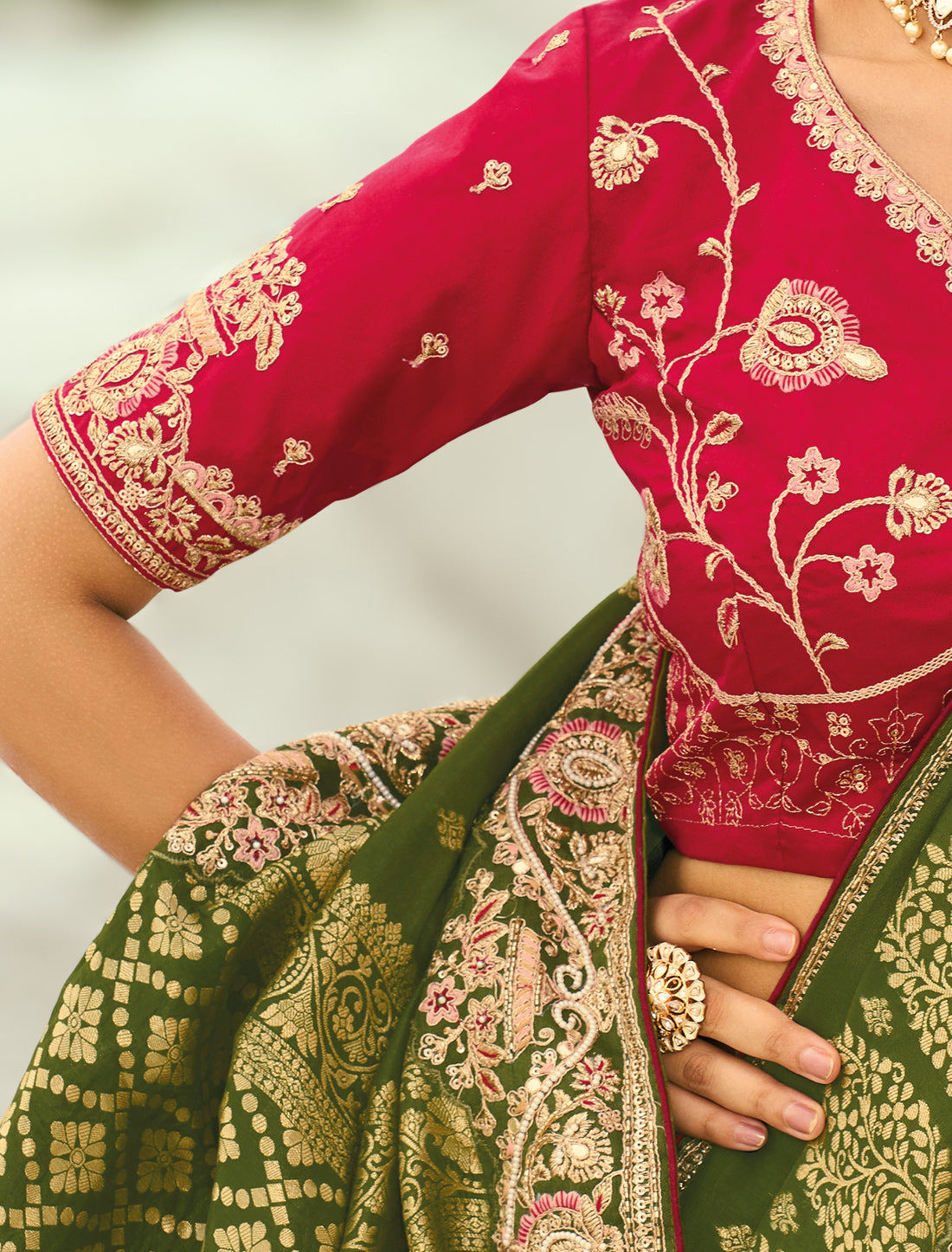 Mehandi Pure Dola Viscose Heavy Party Wear Designer Saree